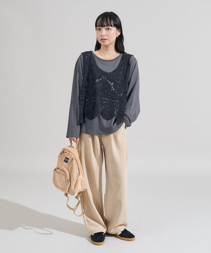 蕾絲背心套裝 長袖