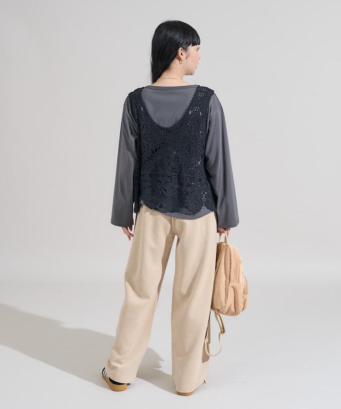 蕾絲背心套裝 長袖