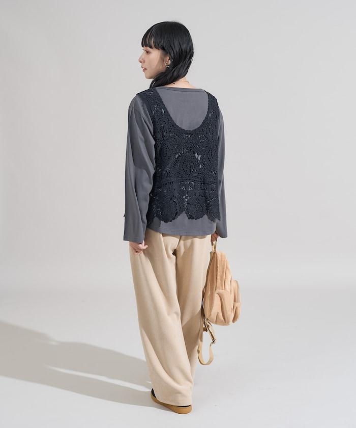 蕾絲背心套裝 長袖