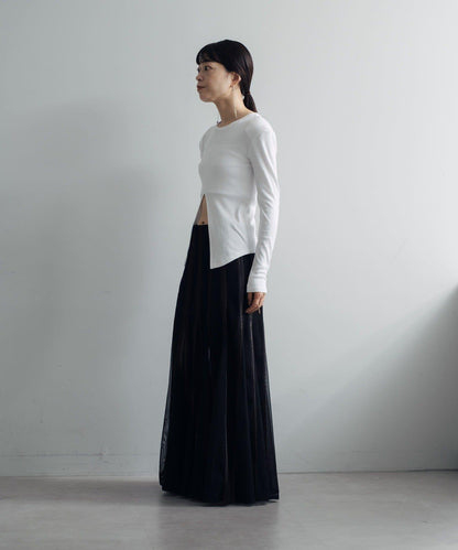 拼接網紗透視半身裙