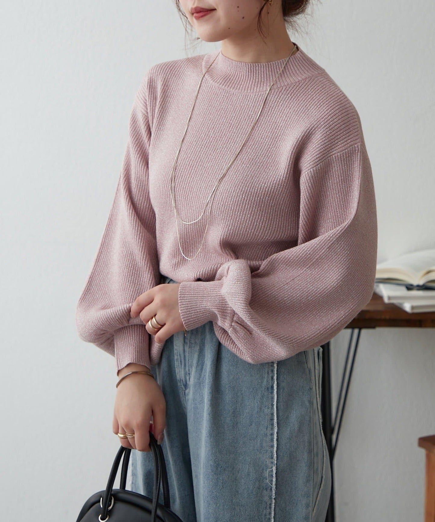 亮片羅紋針織衫