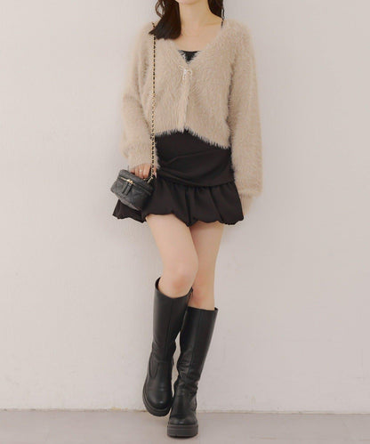 毛絨短款開衫