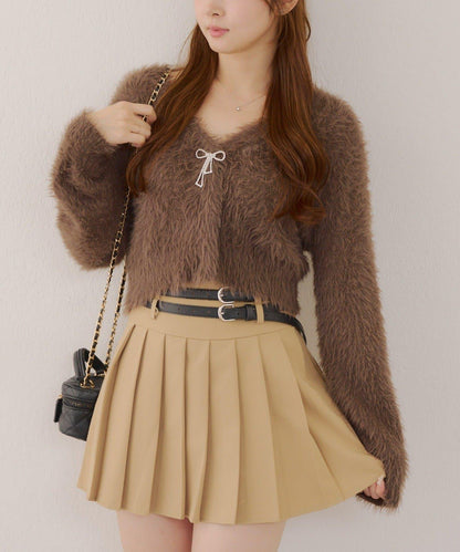 毛絨短款開衫