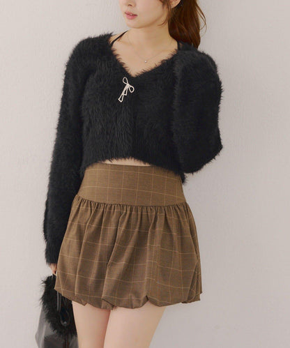 毛絨短款開衫