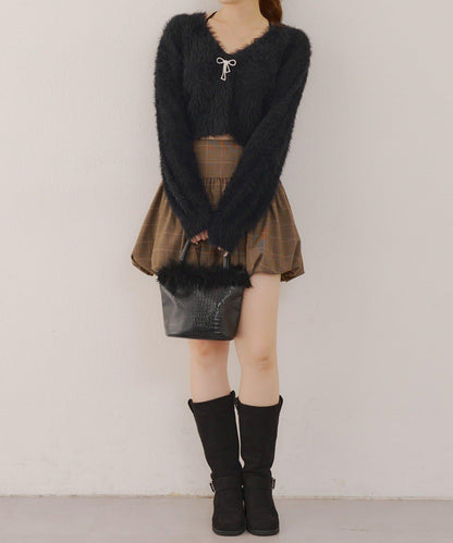 毛絨短款開衫