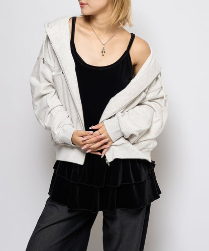 【WHO'S WHO gallery】天鵝絨荷葉邊長款上衣