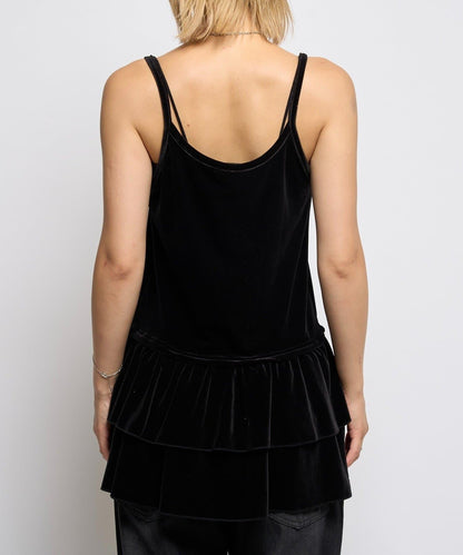 【WHO'S WHO gallery】天鵝絨荷葉邊長款上衣