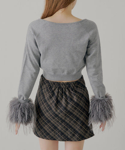 【Chico】短款毛絨袖開衫