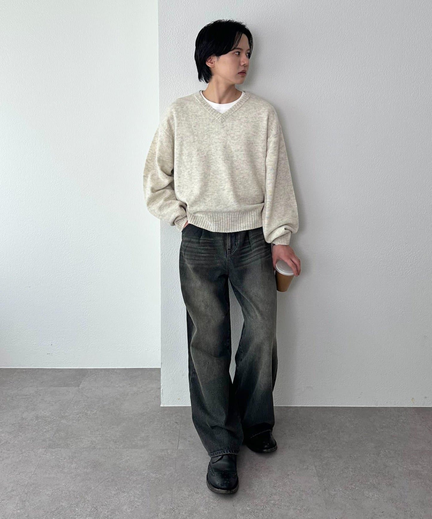 【Discoat】美利奴羊毛V領針織衫