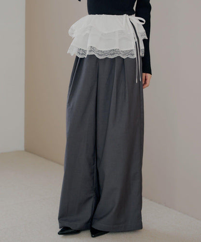 【SALON by Chico】可拆卸荷葉邊寬鬆休閒褲