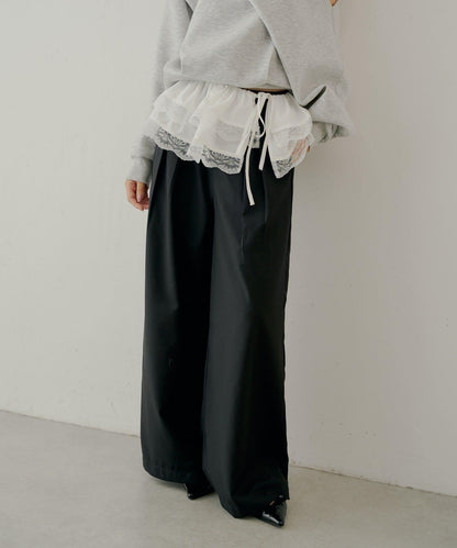 【SALON by Chico】可拆卸荷葉邊寬鬆休閒褲