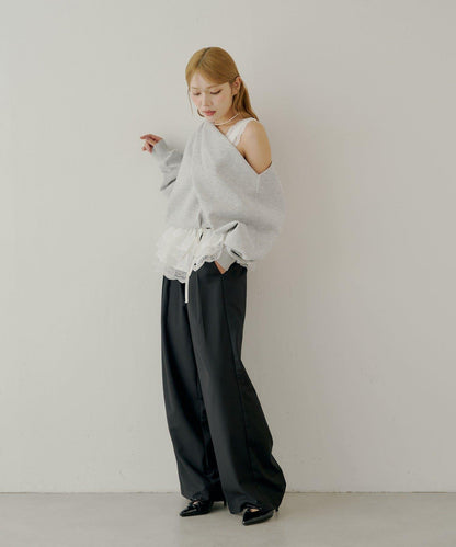 【SALON by Chico】可拆卸荷葉邊寬鬆休閒褲