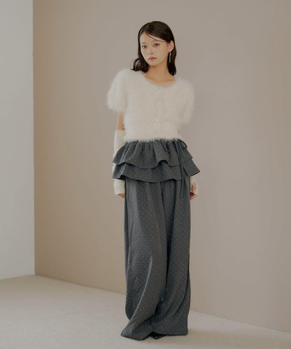 【SALON by Chico】可拆卸荷葉邊寬鬆休閒褲