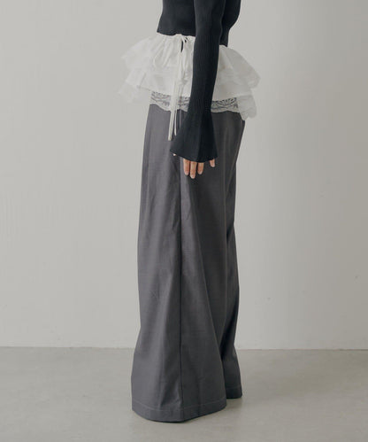 【SALON by Chico】可拆卸荷葉邊寬鬆休閒褲