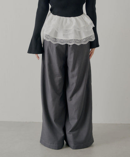 【SALON by Chico】可拆卸荷葉邊寬鬆休閒褲