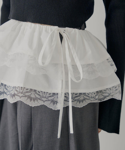 【SALON by Chico】可拆卸荷葉邊寬鬆休閒褲