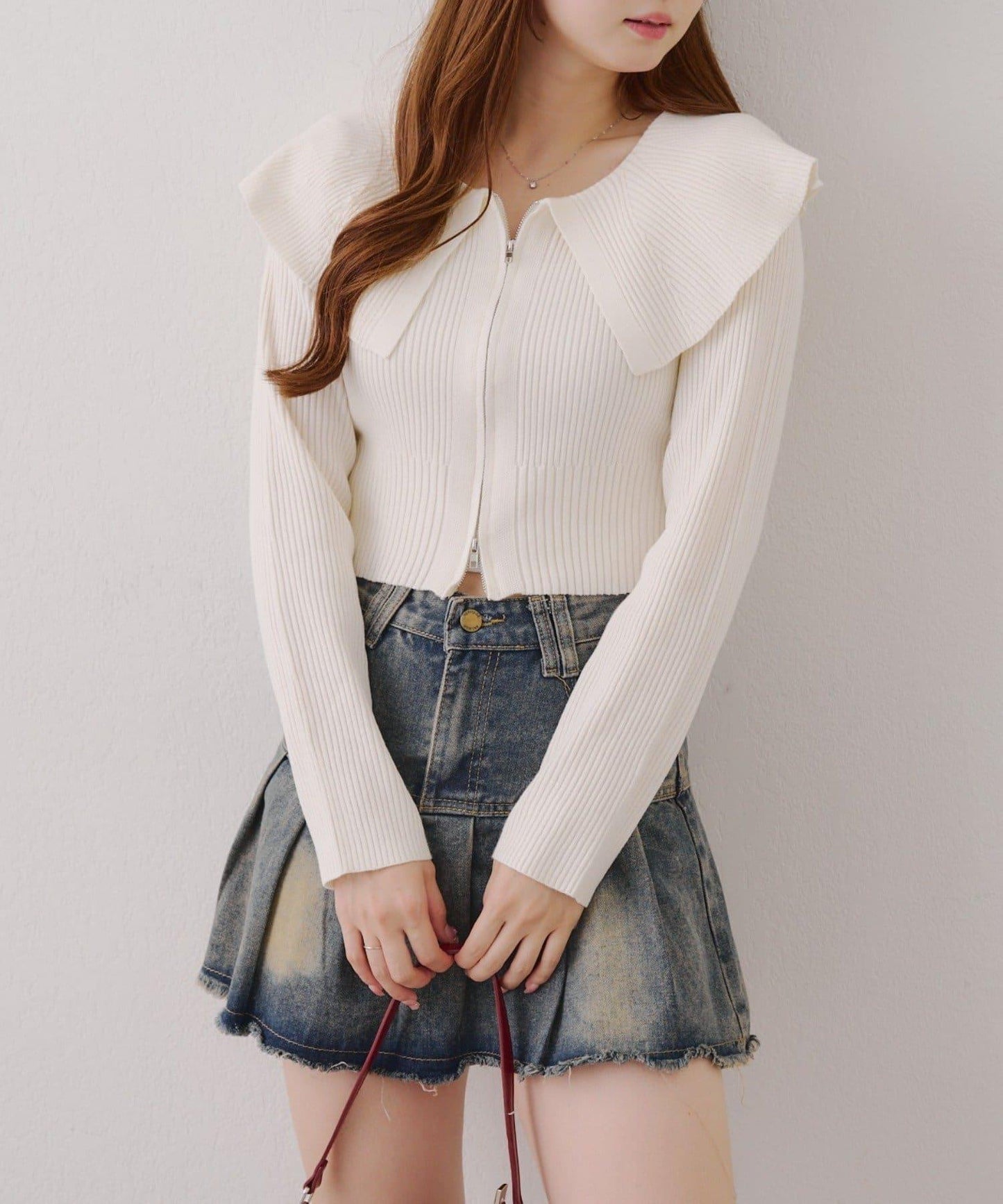 顯瘦顯華麗【RMAF】大翻領拉鍊開衫