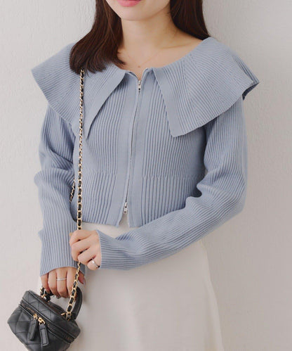 顯瘦顯華麗【RMAF】大翻領拉鍊開衫