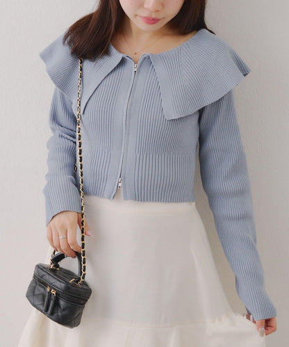 顯瘦顯華麗【RMAF】大翻領拉鍊開衫