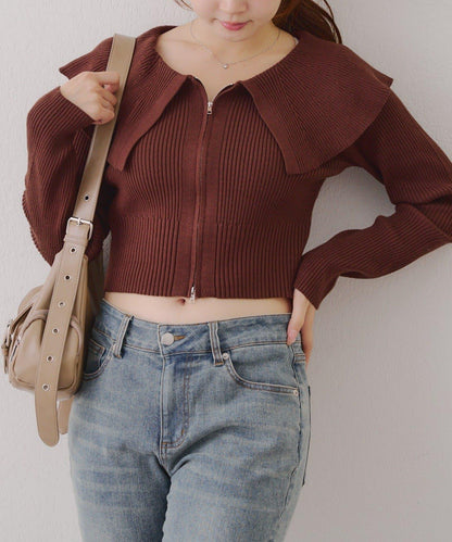 顯瘦顯華麗【RMAF】大翻領拉鍊開衫