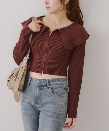 顯瘦顯華麗【RMAF】大翻領拉鍊開衫