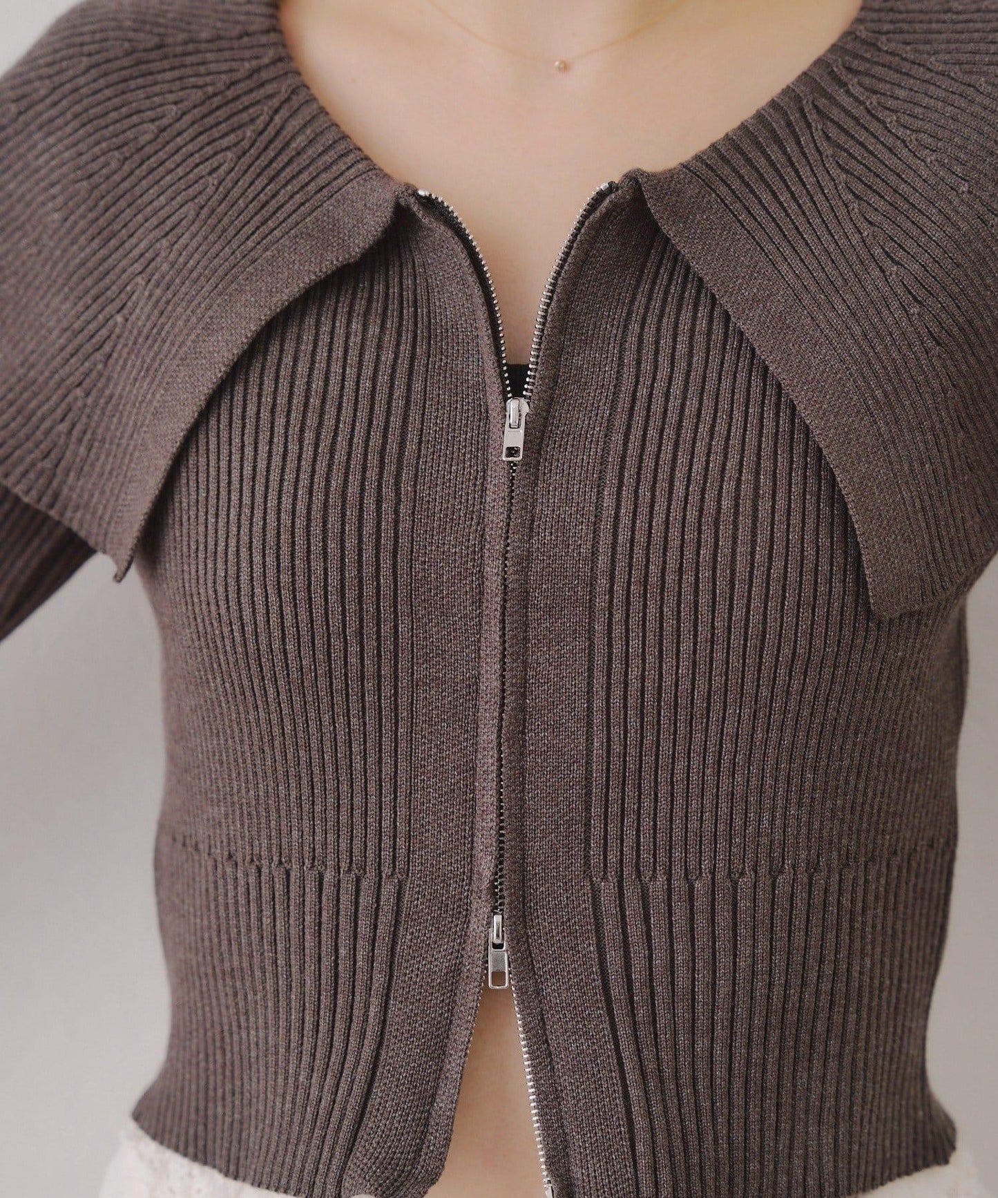 顯瘦顯華麗【RMAF】大翻領拉鍊開衫