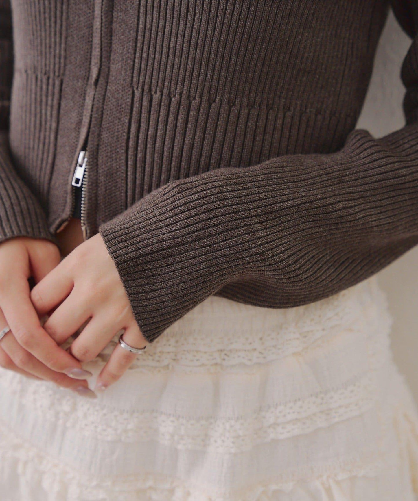 顯瘦顯華麗【RMAF】大翻領拉鍊開衫