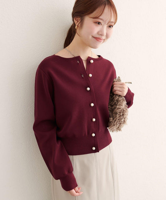 珍珠紐釦針織開衫