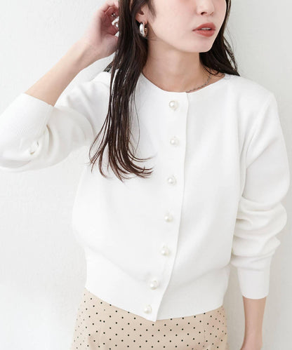 珍珠紐釦針織開衫