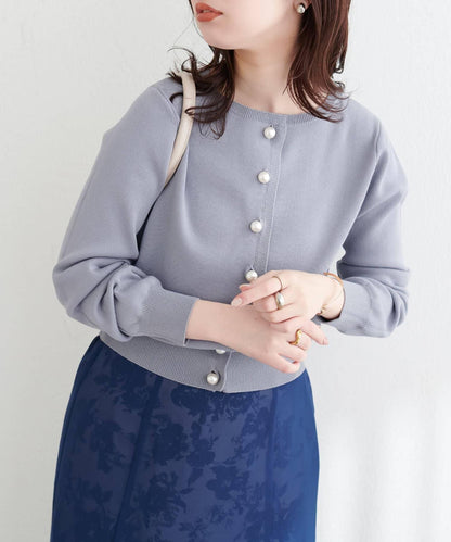珍珠紐釦針織開衫