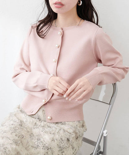 珍珠紐釦針織開衫
