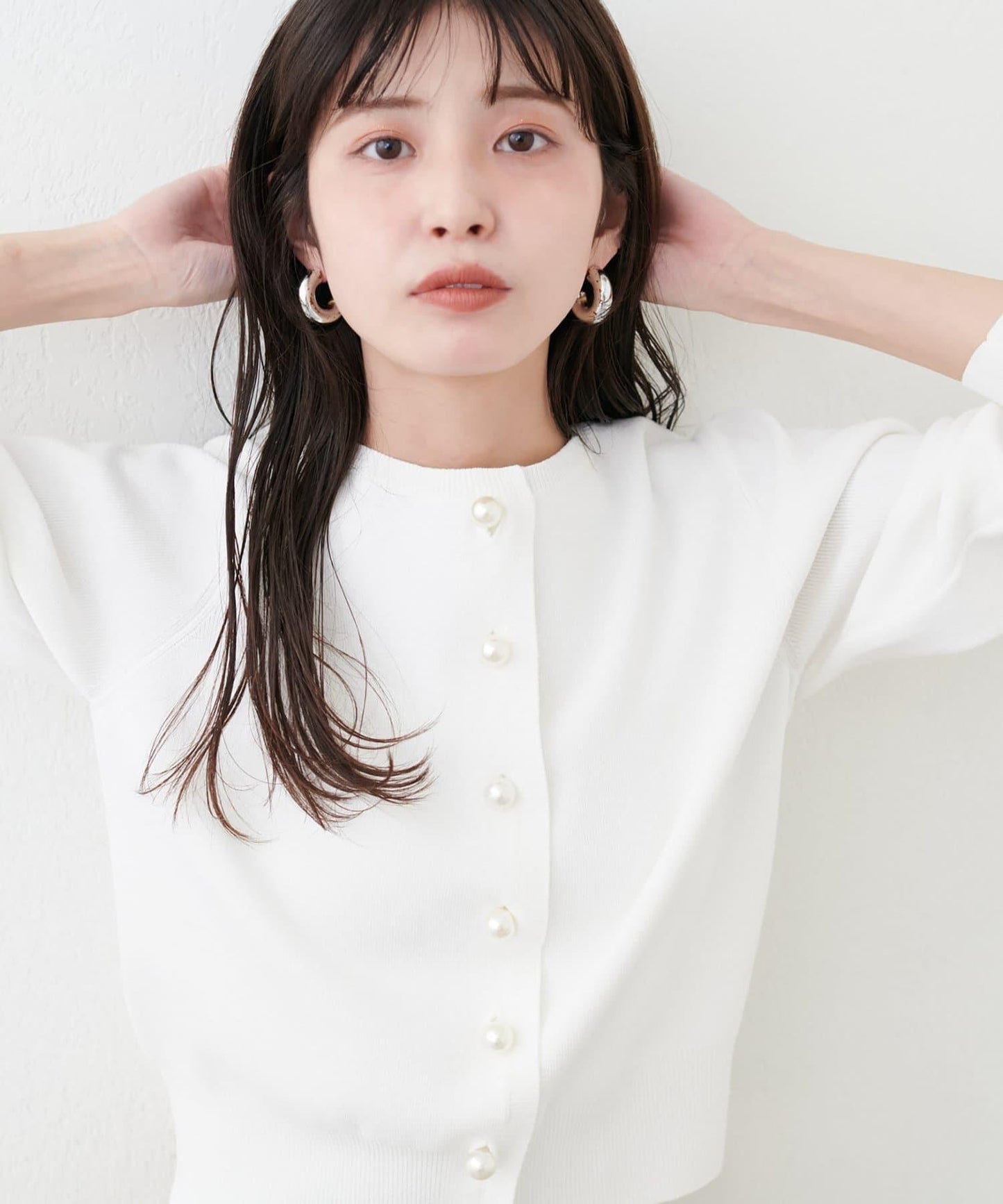 珍珠紐釦針織開衫