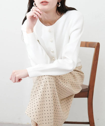 珍珠紐釦針織開衫
