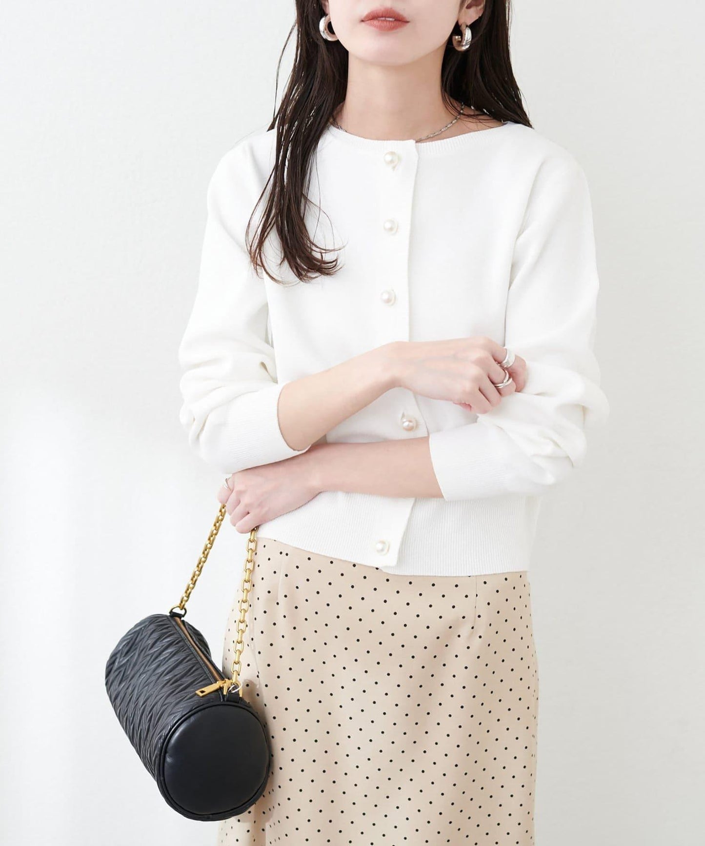 珍珠紐釦針織開衫