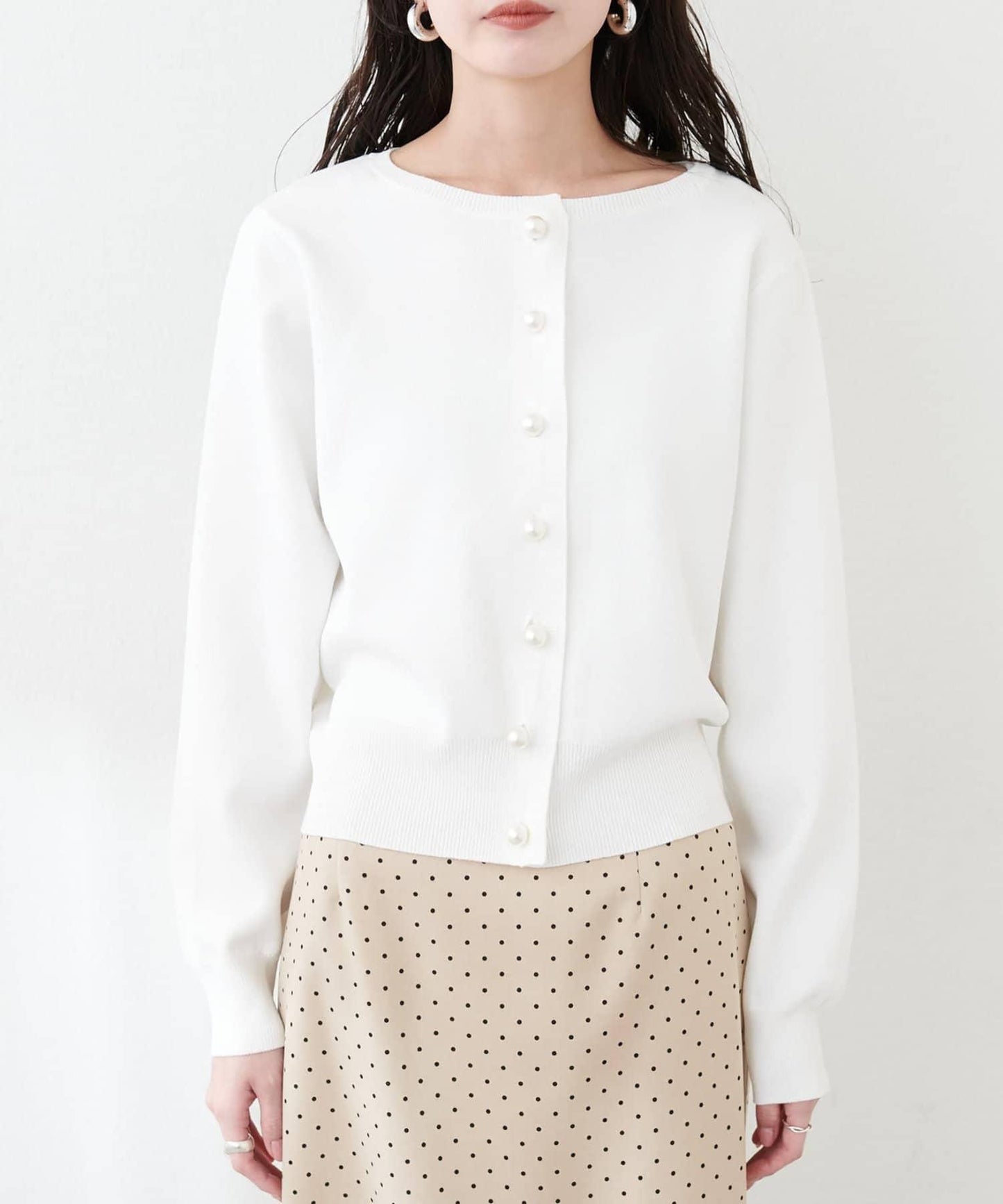 珍珠紐釦針織開衫