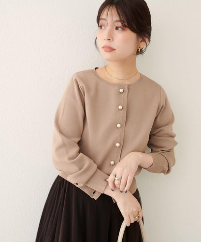 珍珠紐釦針織開衫