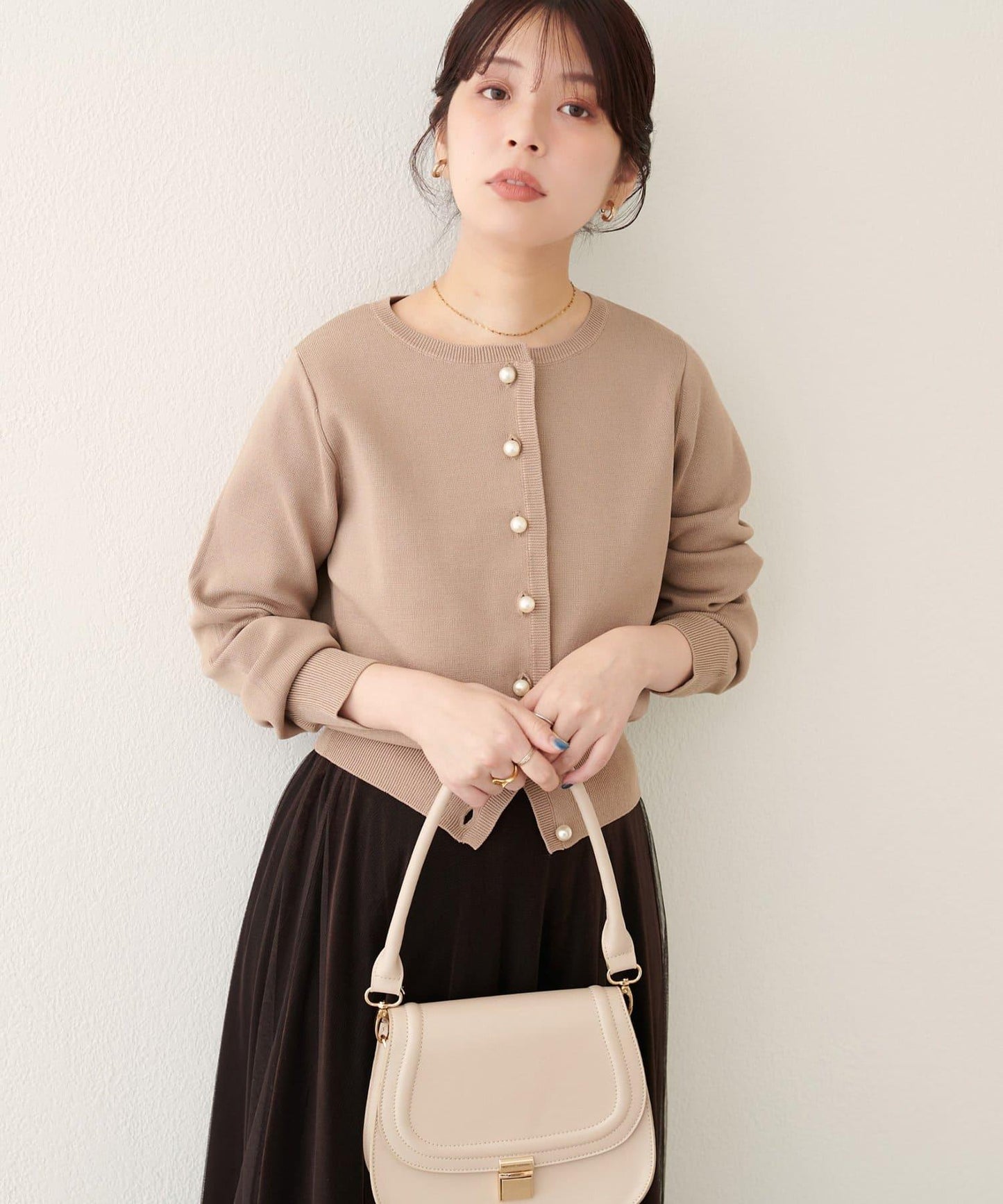 珍珠紐釦針織開衫