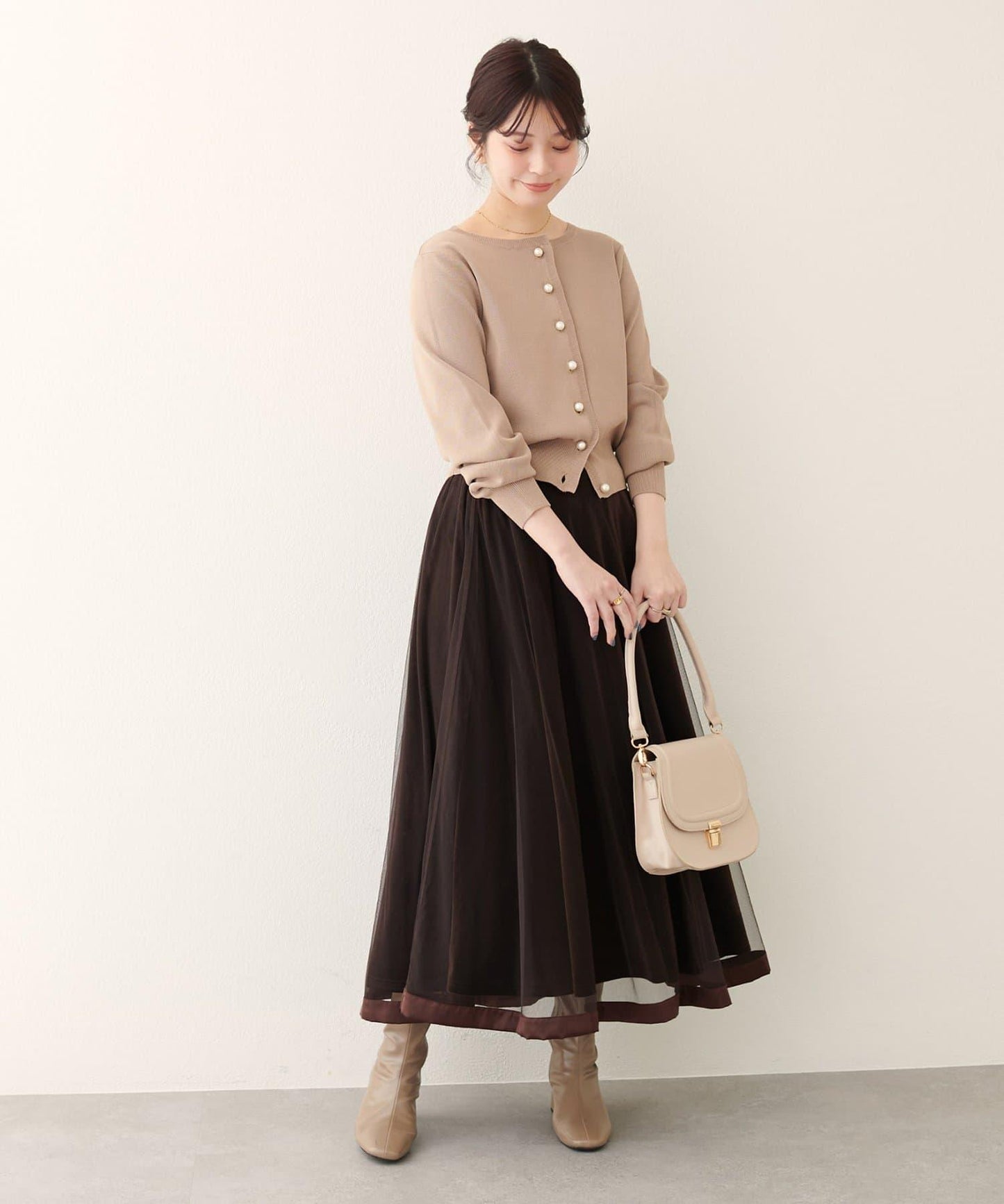 珍珠紐釦針織開衫