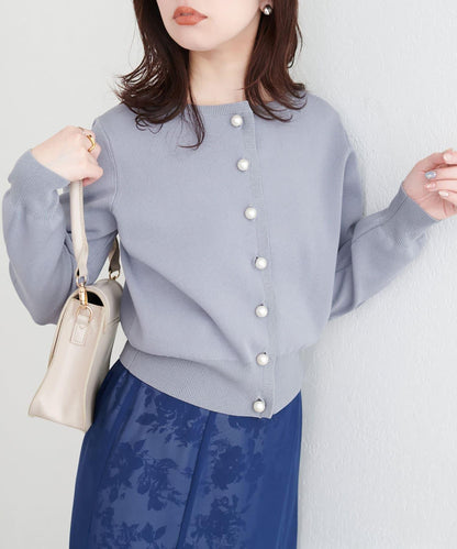 珍珠紐釦針織開衫
