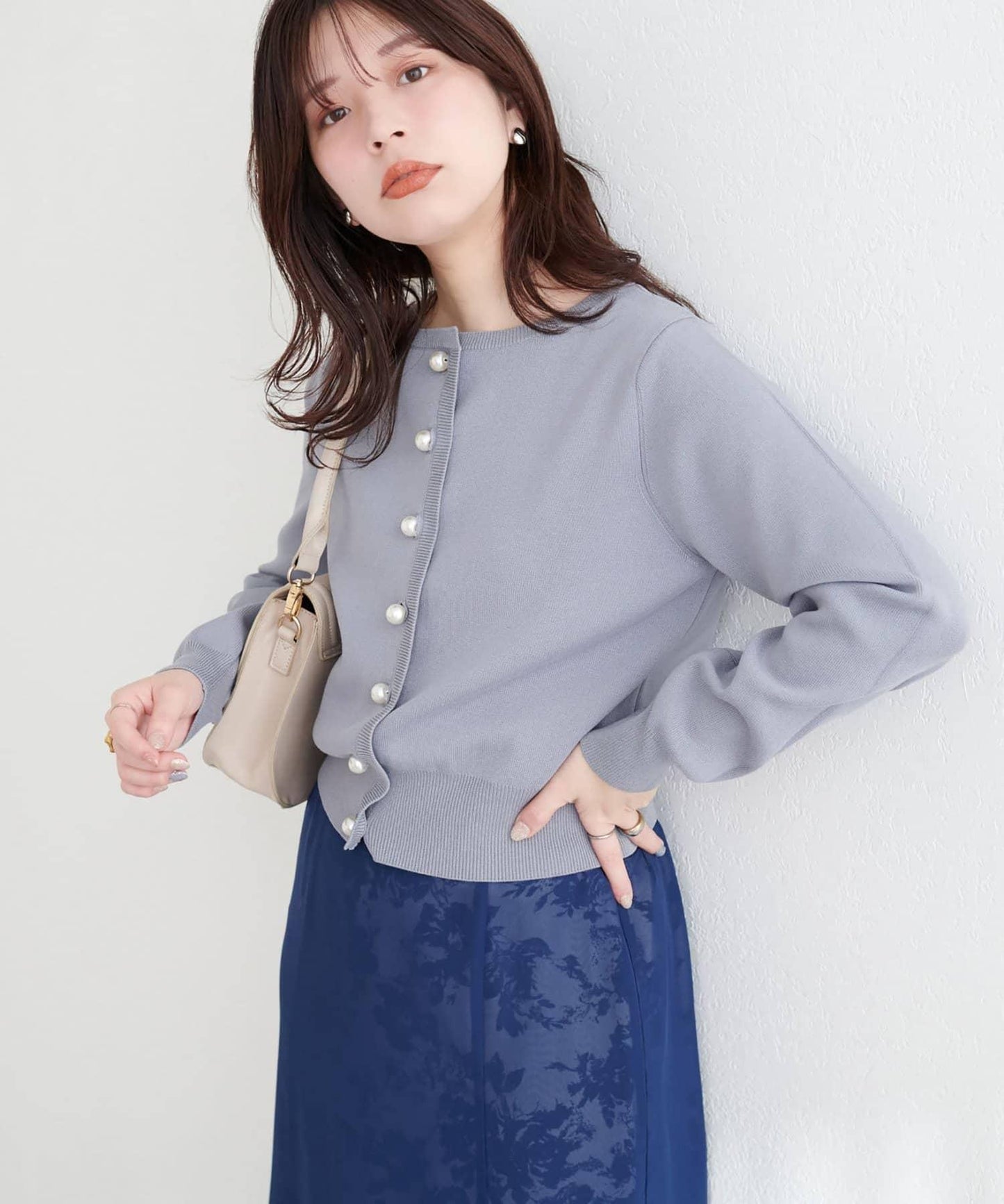 珍珠紐釦針織開衫