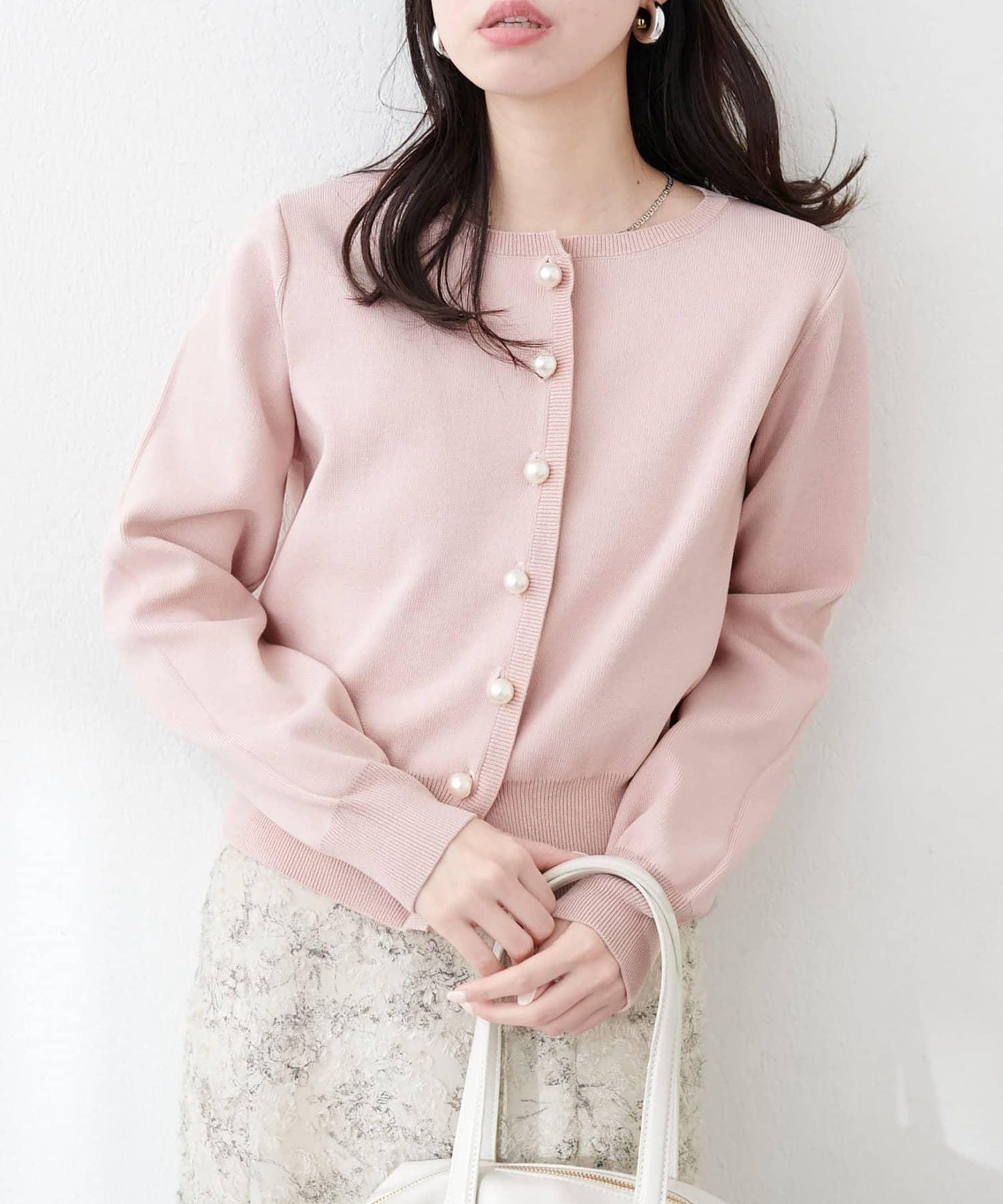 珍珠紐釦針織開衫