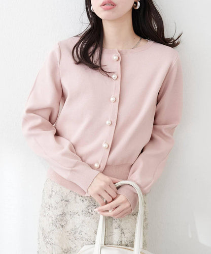 珍珠紐釦針織開衫