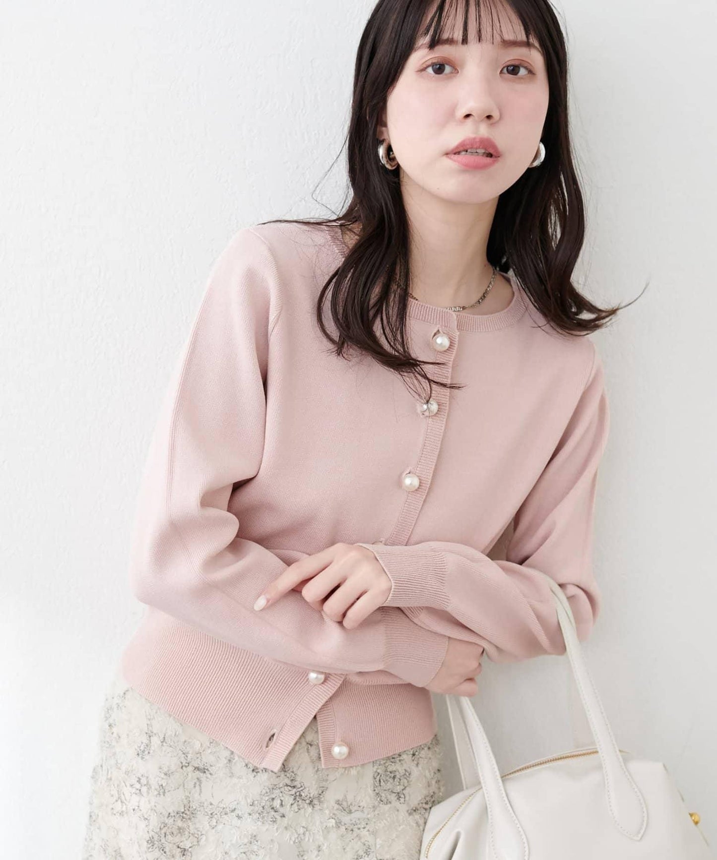 珍珠紐釦針織開衫