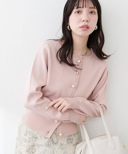 珍珠紐釦針織開衫