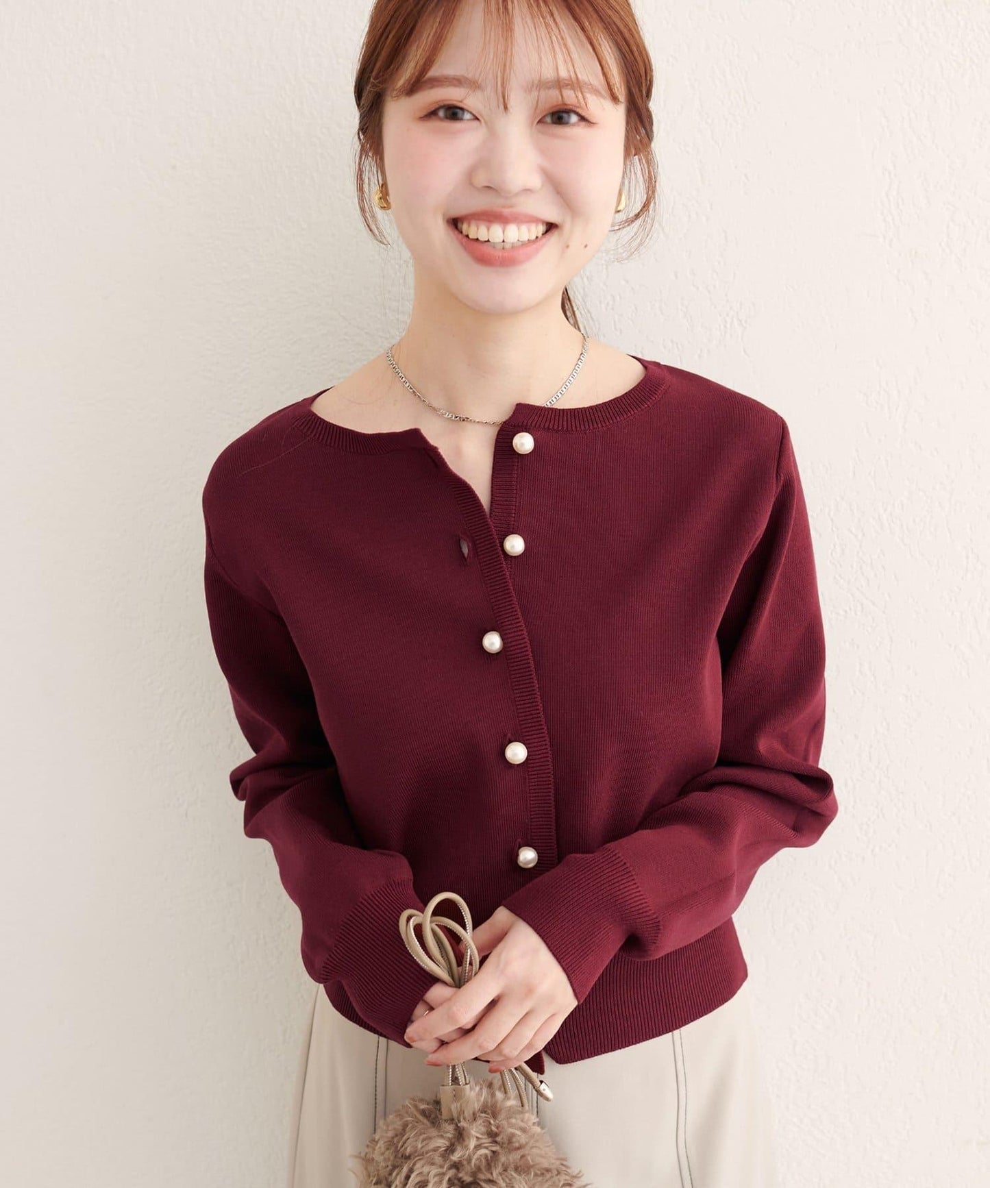 珍珠紐釦針織開衫