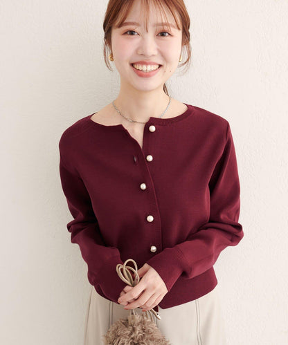 珍珠紐釦針織開衫