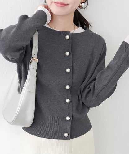 珍珠紐釦針織開衫