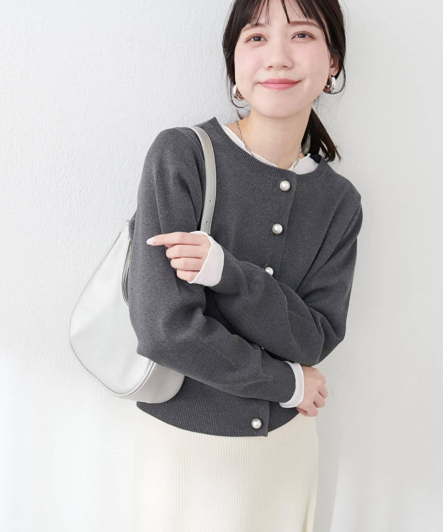 珍珠紐釦針織開衫