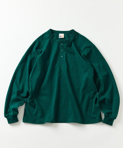 10.5盎司加厚亨利領長袖T恤