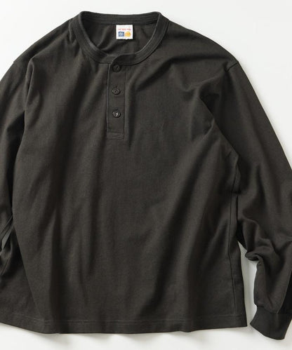 10.5盎司加厚亨利領長袖T恤